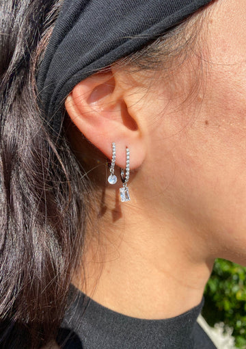 BON BON RECTANGLE HUGGIES- STERLING SILVER